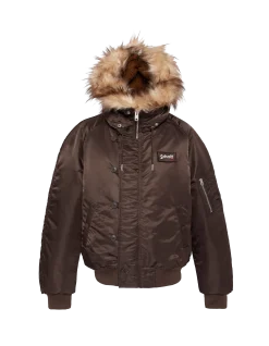 Blouson snorkel N2B marron à capuche, coupe oversize - MARRON