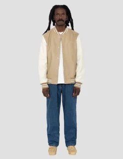 Blouson teddy bicolore beige et blanc, cuir d'agneau - BEIGE/BLANC CASSÉ