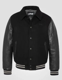 Blouson teddy à col full black, cuir de vachette - NOIR/NOIR