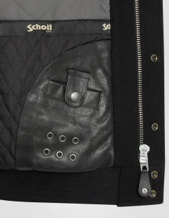 Blouson teddy à col full black, cuir de vachette - NOIR/NOIR