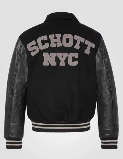 Blouson teddy à col full black, cuir de vachette - NOIR/NOIR