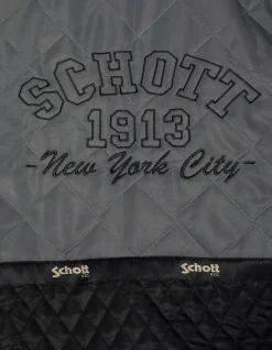 Blouson teddy à col gris et noir, cuir de vachette - GRIS/NOIR