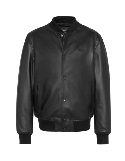 Blouson teddy full black, cuir d'agneau - NOIR