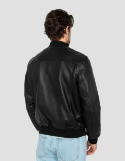 Blouson teddy full black, cuir d'agneau - NOIR