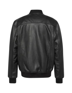 Blouson teddy full black, cuir d'agneau - NOIR