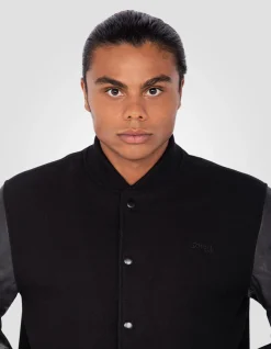 Blouson teddy full black, cuir de vachette - NOIR/NOIR