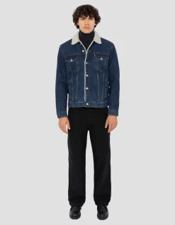 Blouson trucker bleu - BLEU