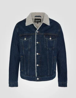 Blouson trucker bleu - BLEU