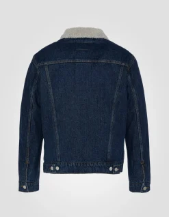 Blouson trucker bleu - BLEU
