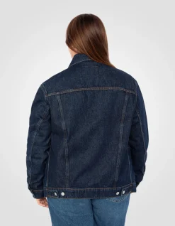 Blouson trucker bleu, grande taille - BLEU