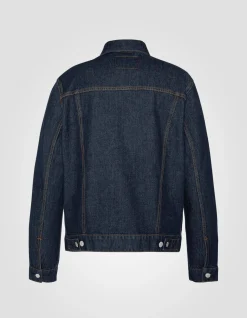 Blouson trucker bleu, grande taille - BLEU