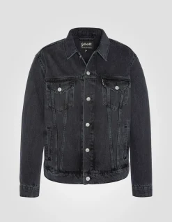 Blouson trucker gris, grande taille - GRIS