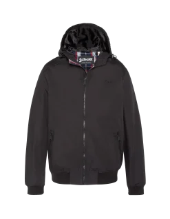Blouson urban noir à capuche déperlant - NOIR