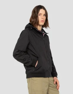 Blouson urban noir à capuche déperlant - NOIR
