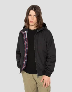 Blouson urban noir à capuche déperlant - NOIR