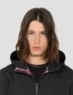 Blouson urban noir à capuche déperlant - NOIR