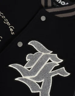 Blouson varsity en cuir femme noir Schott NYC® x The Kooples - NOIR