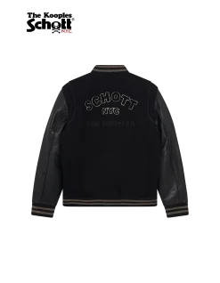 Blouson varsity en cuir homme noir Schott NYC® x The Kooples - NOIR