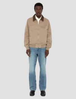 Blouson vintage taupe bi-matière - TAUPE