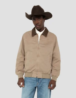 Blouson vintage taupe bi-matière - TAUPE