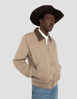 Blouson vintage taupe bi-matière - TAUPE