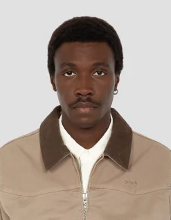 Blouson vintage taupe bi-matière - TAUPE