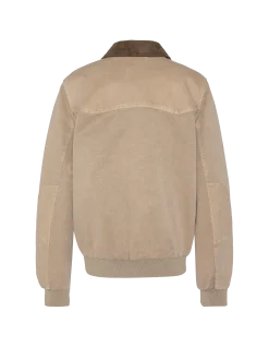 Blouson vintage taupe bi-matière - TAUPE
