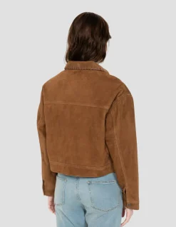 Blouson western court caramel, chèvre velours - CARAMEL