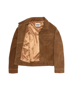 Blouson western court caramel, chèvre velours - CARAMEL