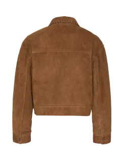 Blouson western court caramel, chèvre velours - CARAMEL