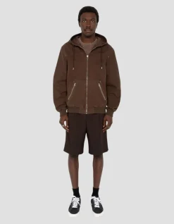 Blouson worker canvas marron à capuche - CAFÉ