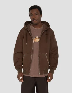 Blouson worker canvas marron à capuche - CAFÉ