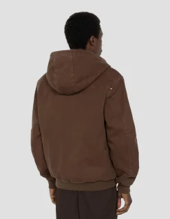 Blouson worker canvas marron à capuche - CAFÉ