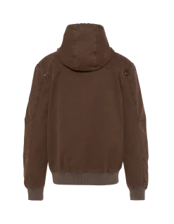 Blouson worker canvas marron à capuche - CAFÉ