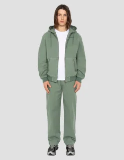 Blouson worker canvas vert à capuche - VERT FUMÉ
