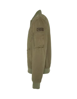 Bomber badgé kaki type MA-1 en coton lavé - KAKI