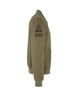 Bomber badgé kaki type MA-1 en coton lavé - KAKI