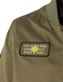 Bomber badgé kaki type MA-1 en coton lavé - KAKI