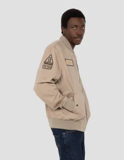 Bomber badgé taupe type MA-1 en coton lavé - TAUPE