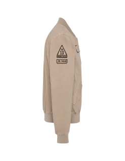 Bomber badgé taupe type MA-1 en coton lavé - TAUPE
