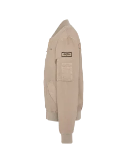 Bomber badgé taupe type MA-1 en coton lavé - TAUPE