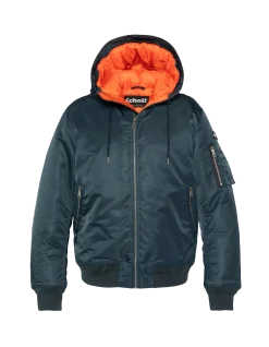 Bomber bleu marine avec capuche en fausse fourrure - MARINE