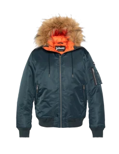 Bomber bleu marine avec capuche en fausse fourrure - MARINE