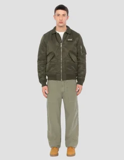 Bomber CWU army kaki en nylon recyclé, coupe ajustée - ARMY KAKI