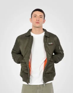 Bomber CWU army kaki en nylon recyclé, coupe ajustée - ARMY KAKI