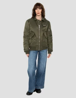 Bomber CWU army kaki en nylon recyclé, coupe ajustée - ARMY KAKI