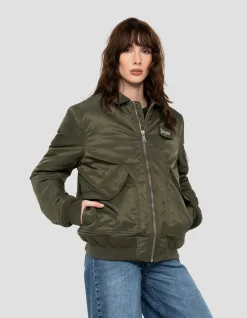 Bomber CWU army kaki en nylon recyclé, coupe ajustée - ARMY KAKI