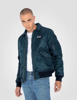 Bomber CWU bleu marine en nylon recyclé, coupe ajustée - MARINE