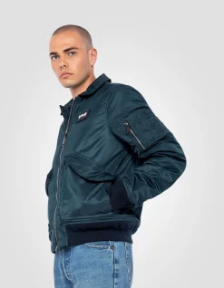 Bomber CWU bleu marine en nylon recyclé, coupe ajustée - MARINE