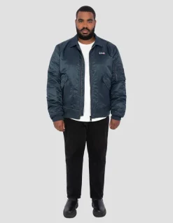 Bomber CWU bleu marine en nylon recyclé, coupe ajustée, grande taille - MARINE